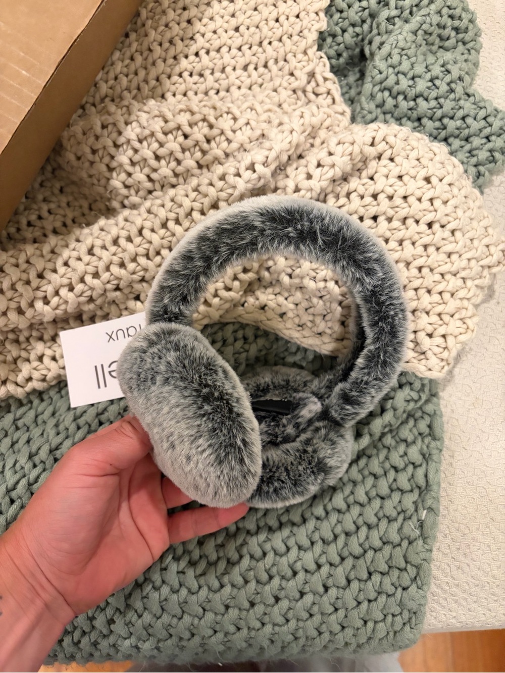 Surell Plush Faux-Fur Ear Muffs - Gray